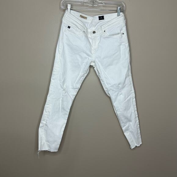 AG Adriano Goldshmeid White The Leggings Ankle Super Skinny Jeans - Picture 1 of 3